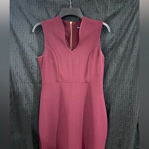 Nina Leonard Sleeveless Wine Midi Dress
